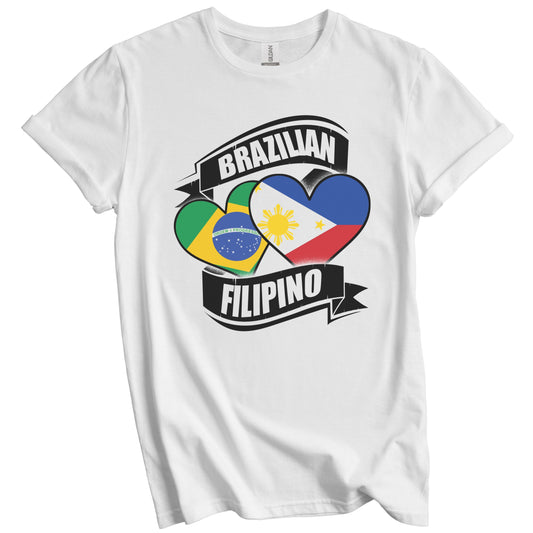 Brazilian Filipino Hearts Brazil Philippines Flags T-Shirt