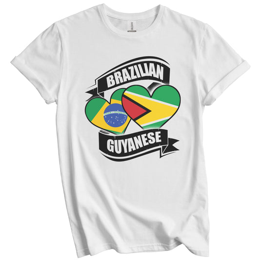 Brazilian Guyanese Hearts Brazil Guyana Flags T-Shirt