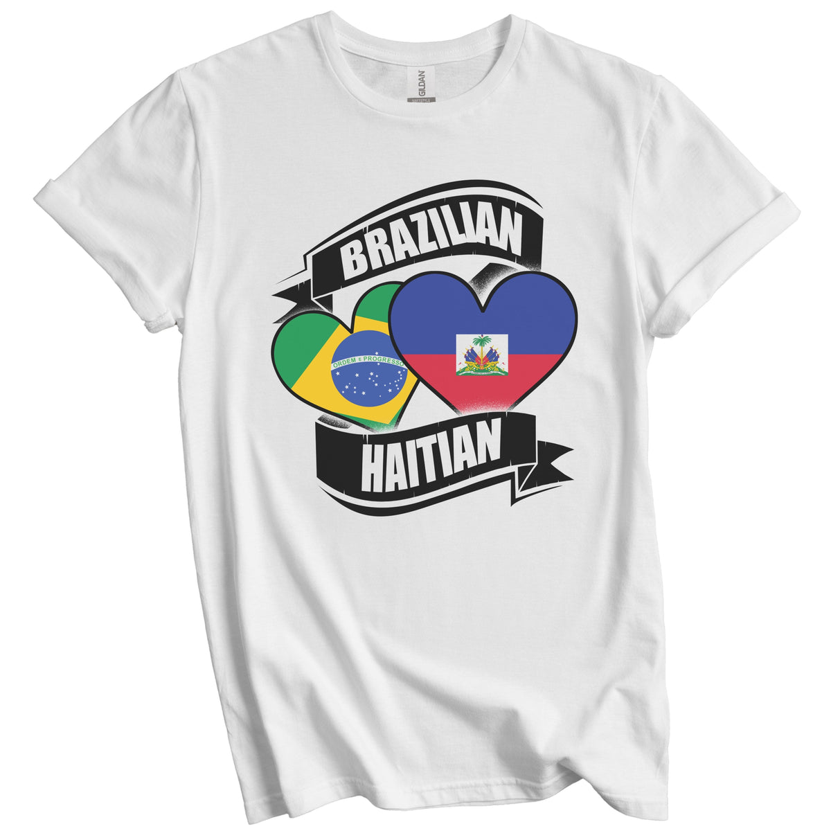 Brazilian Haitian Hearts Brazil Haiti Flags T-Shirt