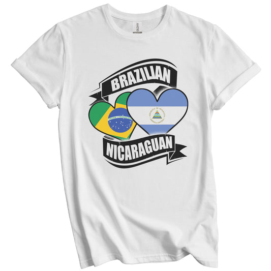 Brazilian Nicaraguan Hearts Brazil Nicaragua Flags T-Shirt