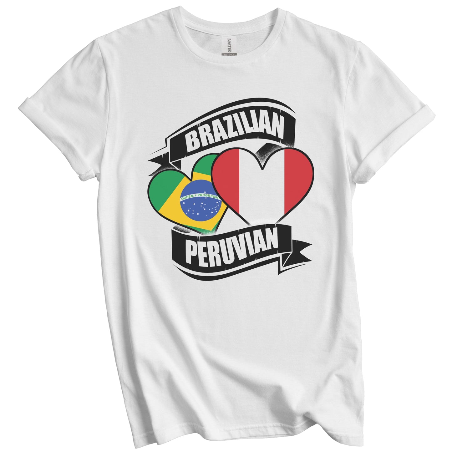 Brazilian Peruvian Hearts Brazil Peru Flags T-Shirt