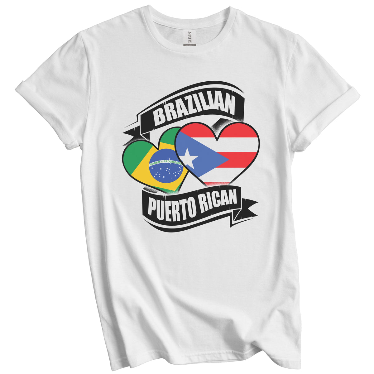 Brazilian Puerto Rican Hearts Brazil Puerto Rico Flags T-Shirt