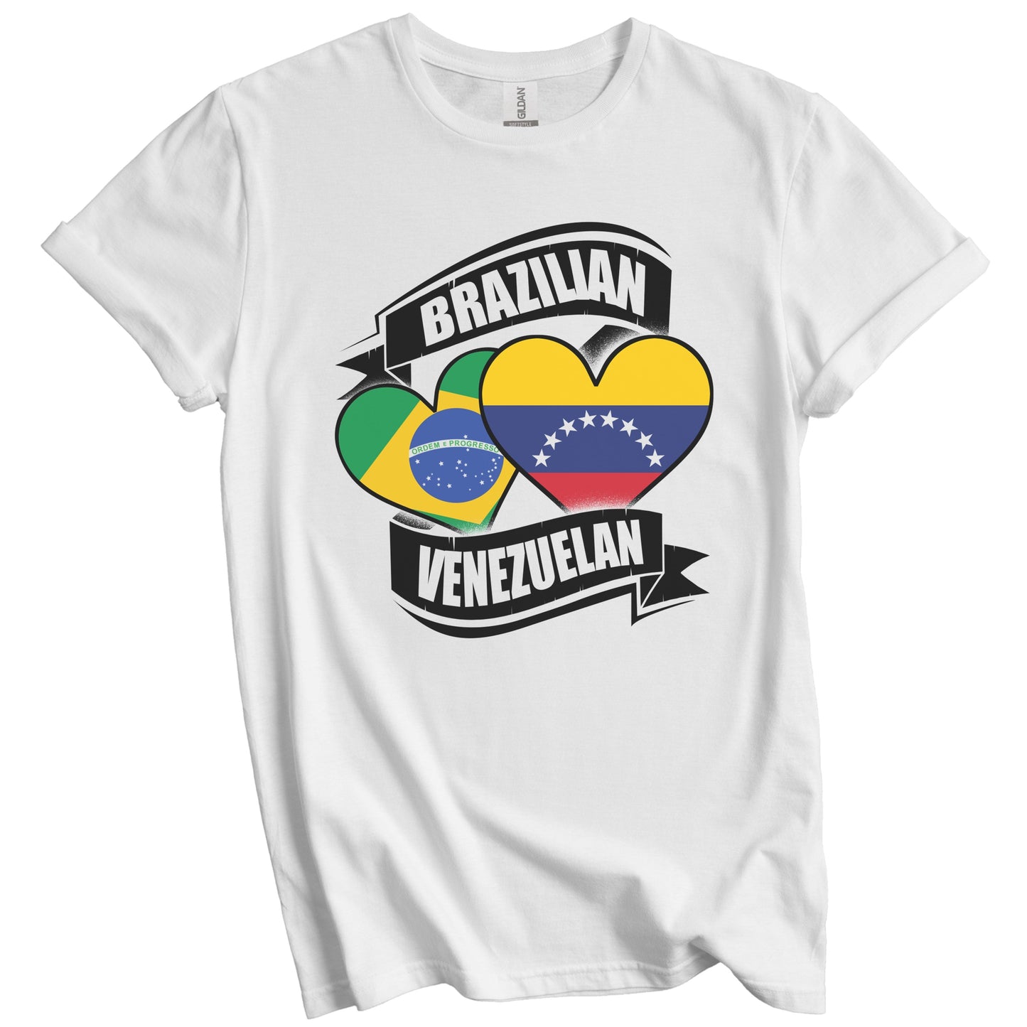 Brazilian Venezuelan Hearts Brazil Venezuela Flags T-Shirt