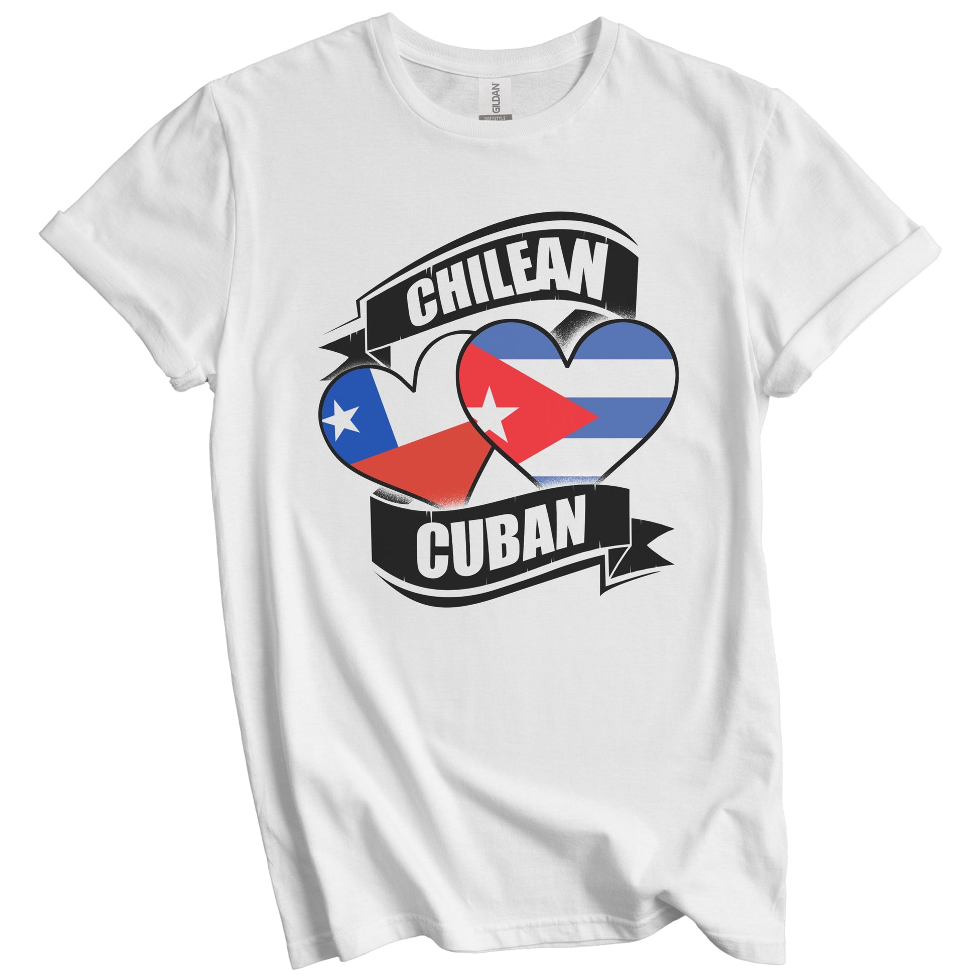 Chilean Cuban Hearts Chile Cuba Flags T-Shirt