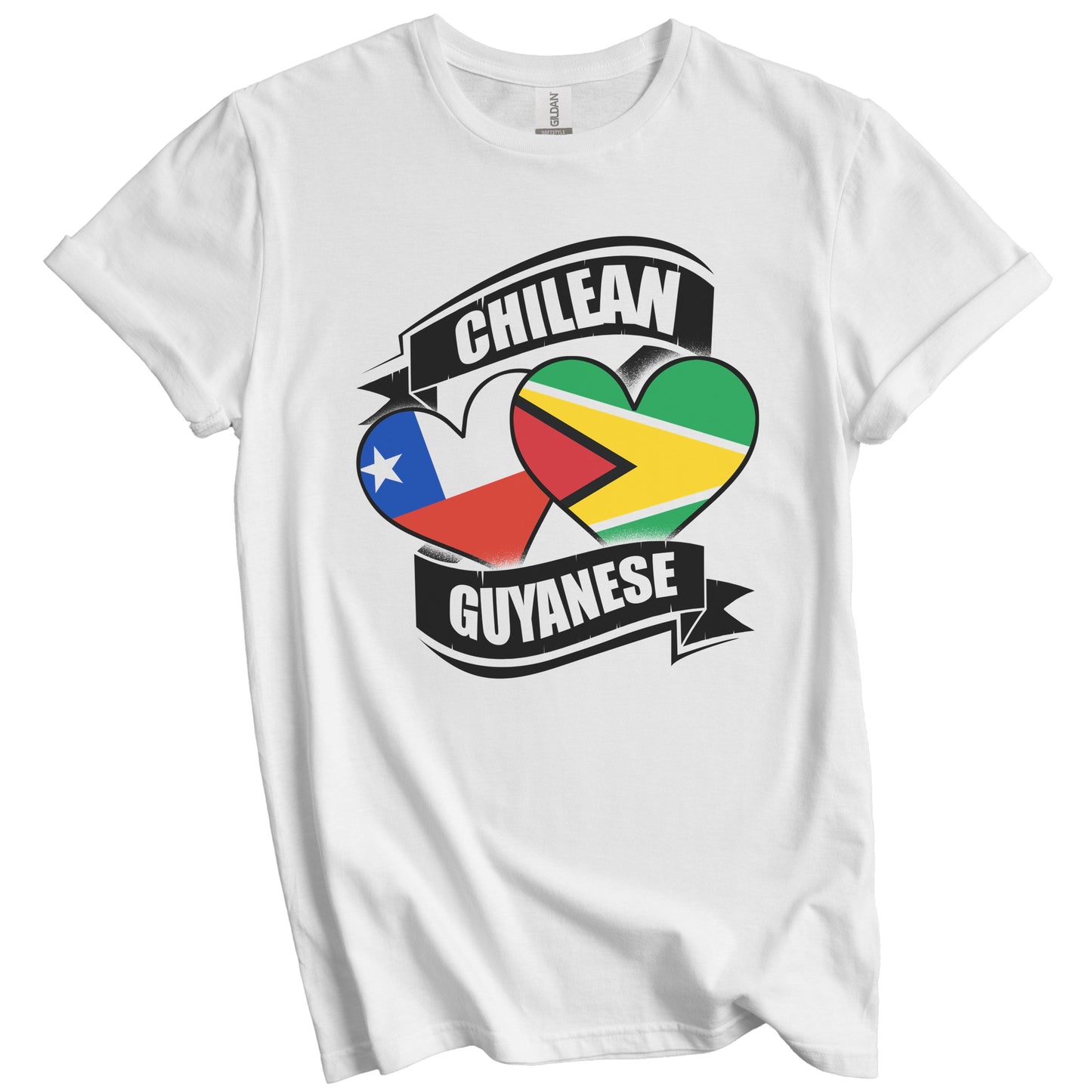 Chilean Guyanese Hearts Chile Guyana Flags T-Shirt