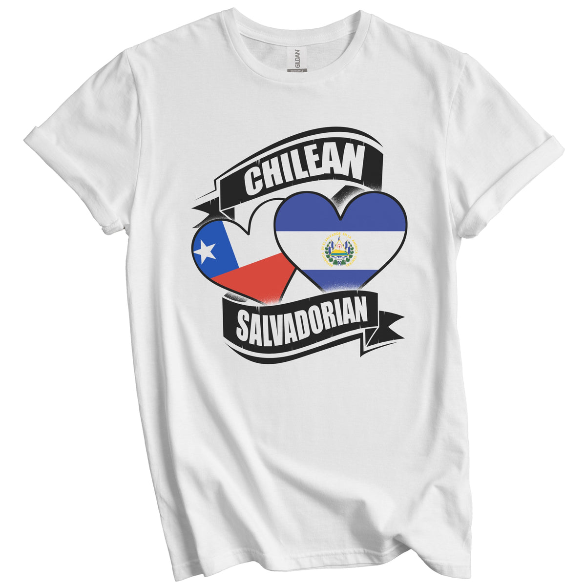 Chilean Salvadorian Hearts Chile El Salvador Flags T-Shirt
