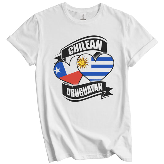 Chilean Uruguayan Hearts Chile Uruguay Flags T-Shirt