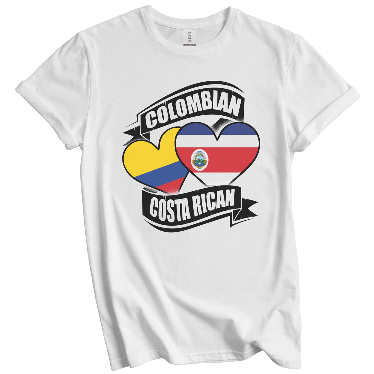 Colombian Costa Rican Hearts Colombia Costa Rica Flags T-Shirt
