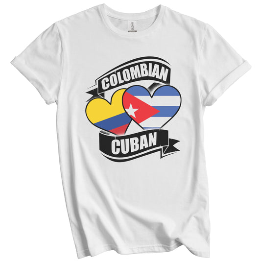 Colombian Cuban Hearts Colombia Cuba Flags T-Shirt