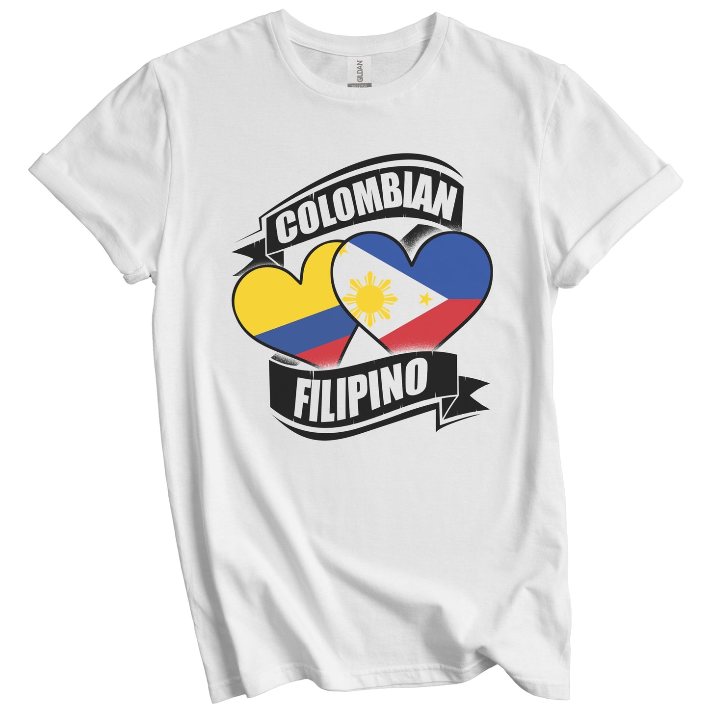 Colombian Filipino Hearts Colombia Philippines Flags T-Shirt