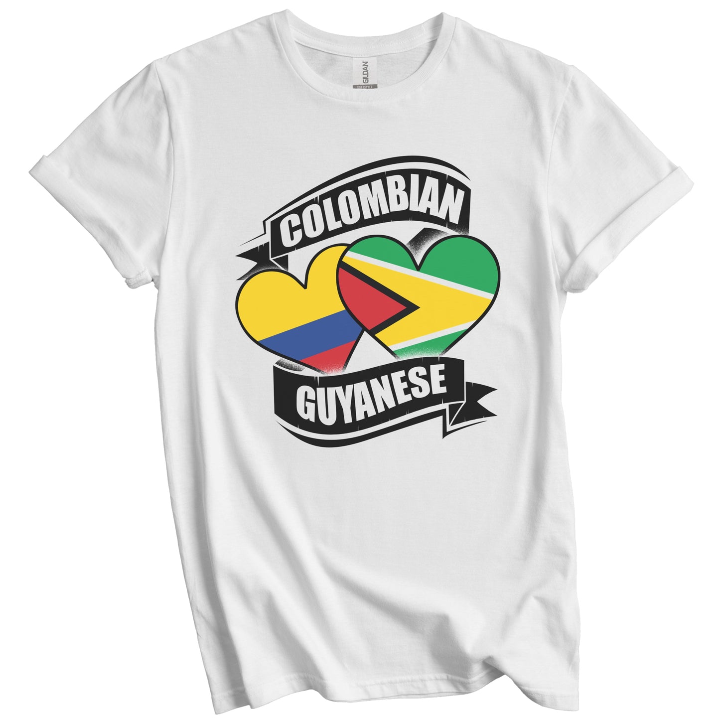Colombian Guyanese Hearts Colombia Guyana Flags T-Shirt
