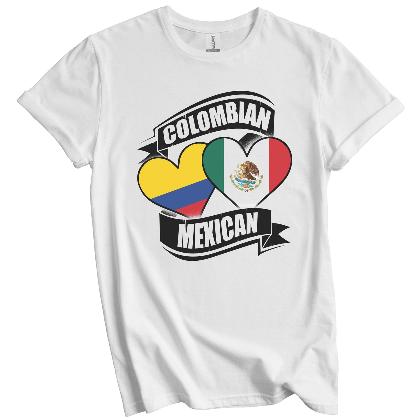 Colombian Mexican Hearts Colombia Mexico Flags T-Shirt