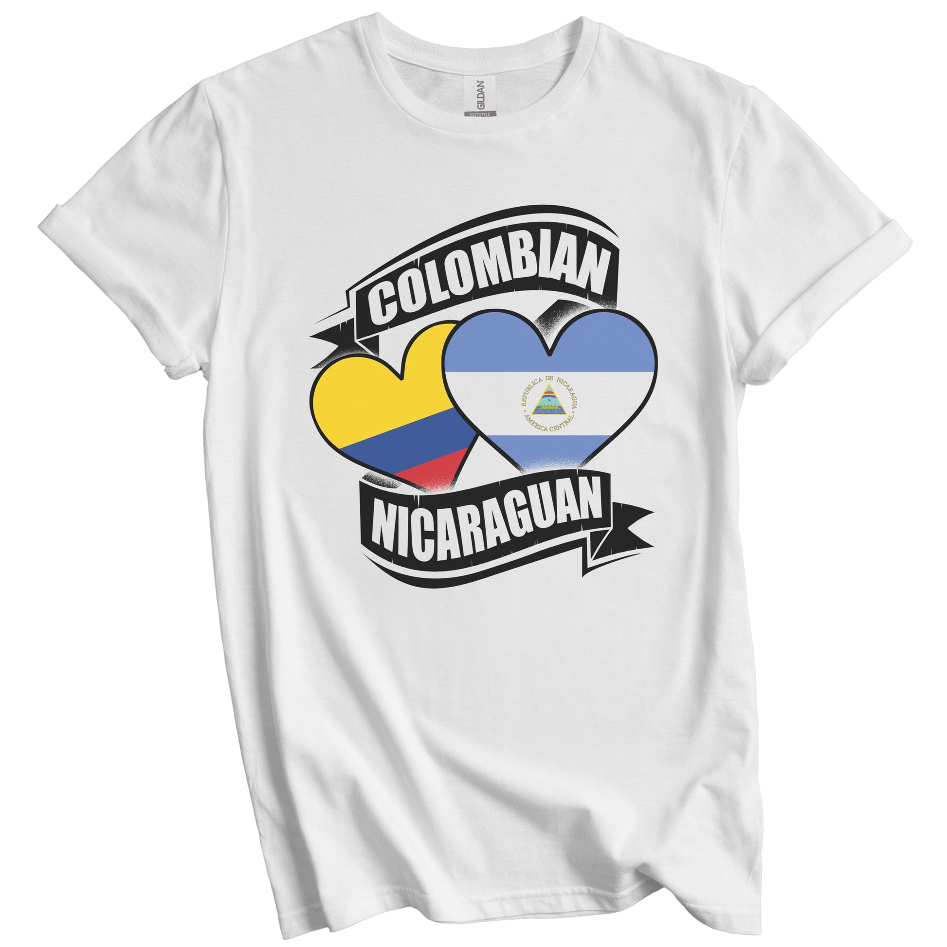 Colombian Nicaraguan Hearts Colombia Nicaragua Flags T-Shirt