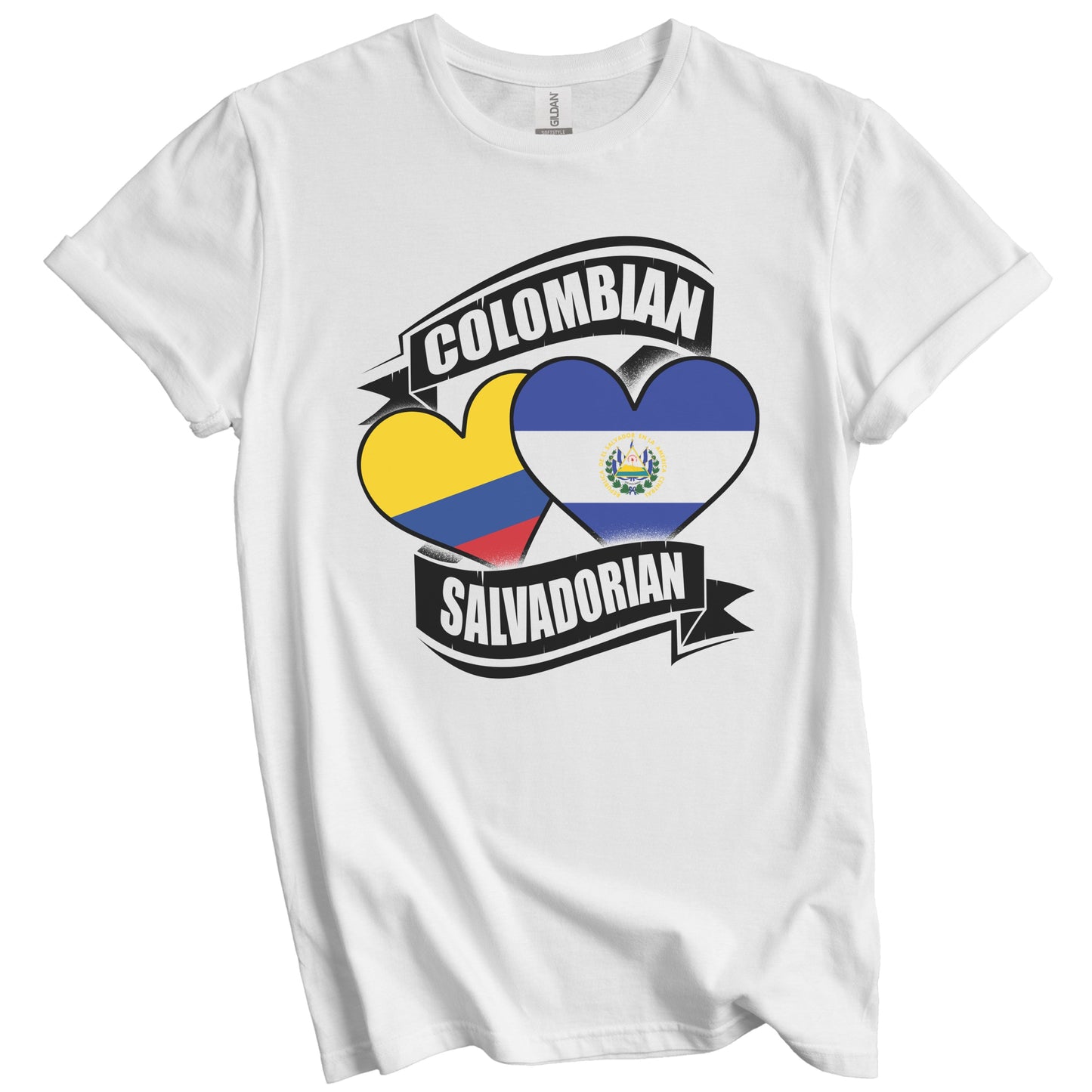 Colombian Salvadorian Hearts Colombia El Salvador Flags T-Shirt