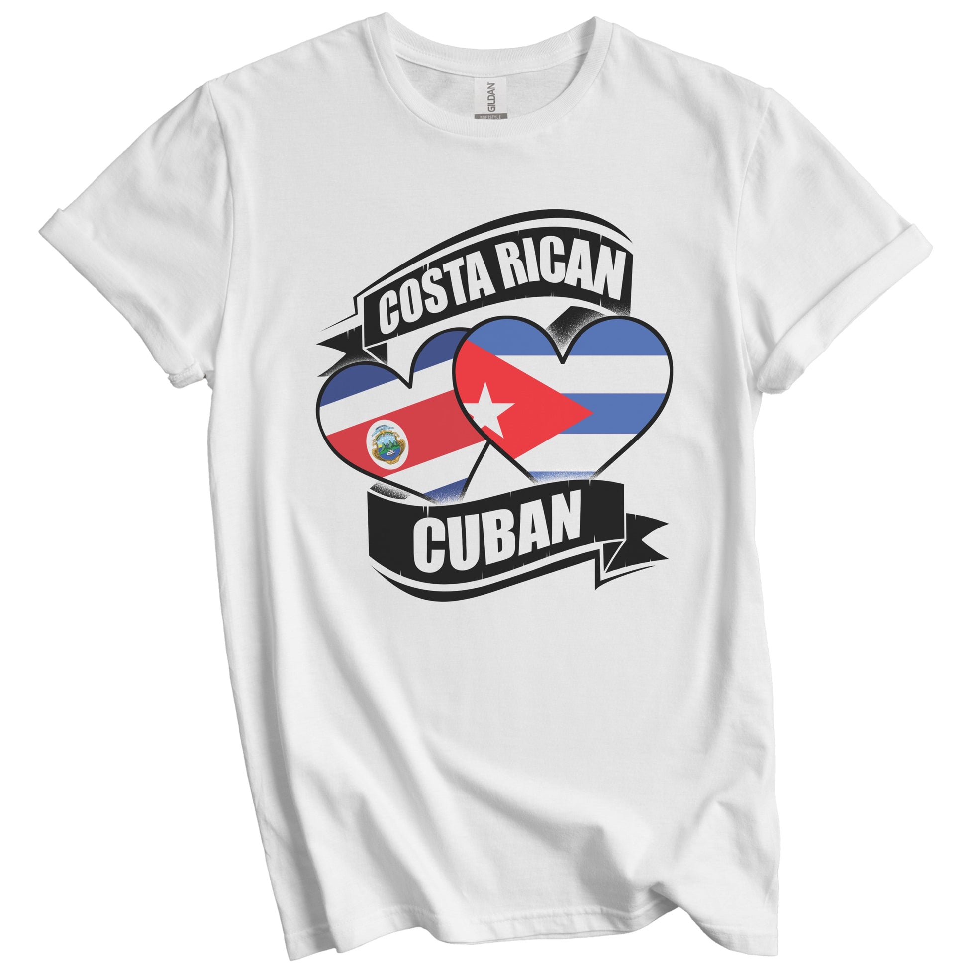 Costa Rican Cuban Hearts Costa Rica Cuba Flags T-Shirt