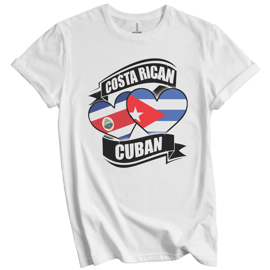 Costa Rican Cuban Hearts Costa Rica Cuba Flags T-Shirt