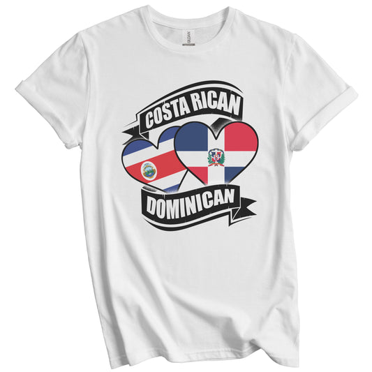 Costa Rican Dominican Hearts Costa Rica Dominican Flags T-Shirt