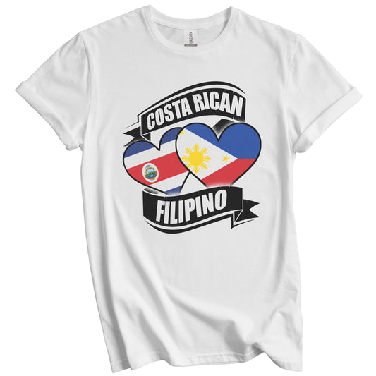 Costa Rican Filipino Hearts Costa Rica Philippines Flags T-Shirt