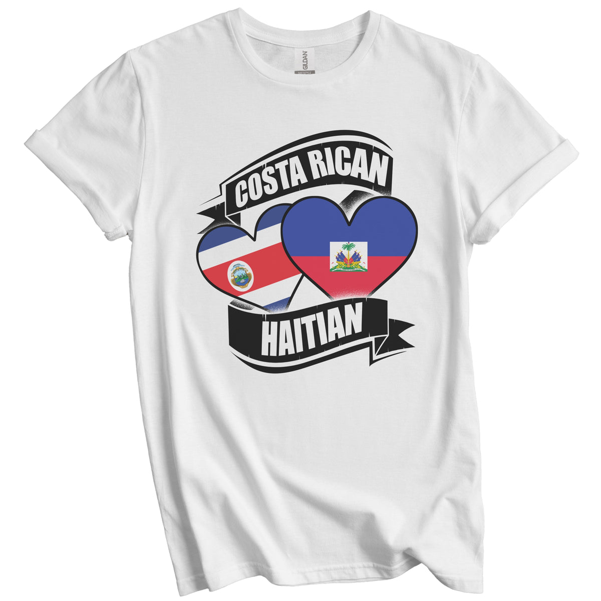 Costa Rican Haitian Hearts Costa Rica Haiti Flags T-Shirt