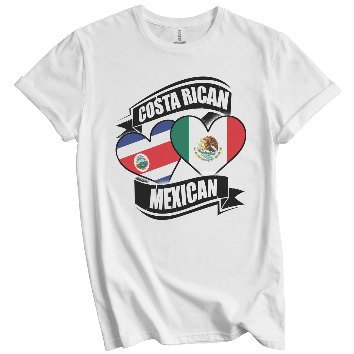 Costa Rican Mexican Hearts Costa Rica Mexico Flags T-Shirt