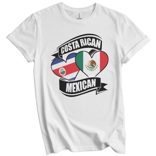 Costa Rican Mexican Hearts Costa Rica Mexico Flags T-Shirt