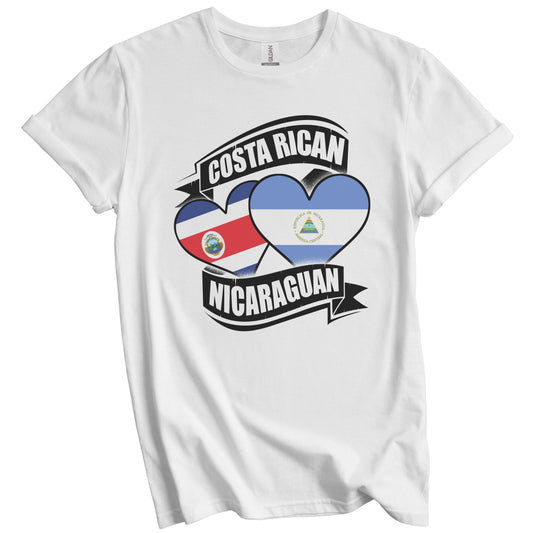 Costa Rican Nicaraguan Hearts Costa Rica Nicaragua Flags T-Shirt