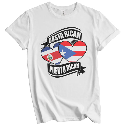 Costa Rican Puerto Rican Hearts Costa Rica Puerto Rico Flags T-Shirt