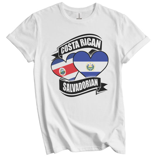 Costa Rican Salvadorian Hearts Costa Rica El Salvador Flags T-Shirt