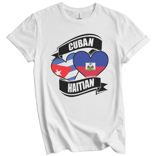 Cuban Haitian Hearts Cuba Haiti Flags T-Shirt