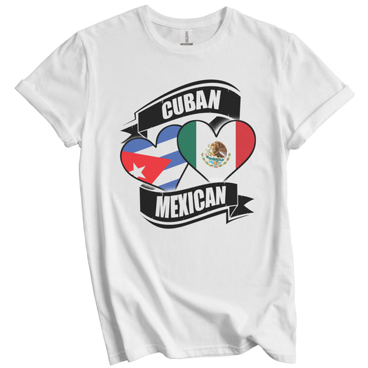 Cuban Mexican Hearts Cuba Mexico Flags T-Shirt