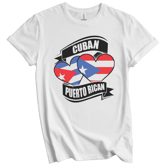 Cuban Puerto Rican Hearts Cuba Puerto Rico Flags T-Shirt