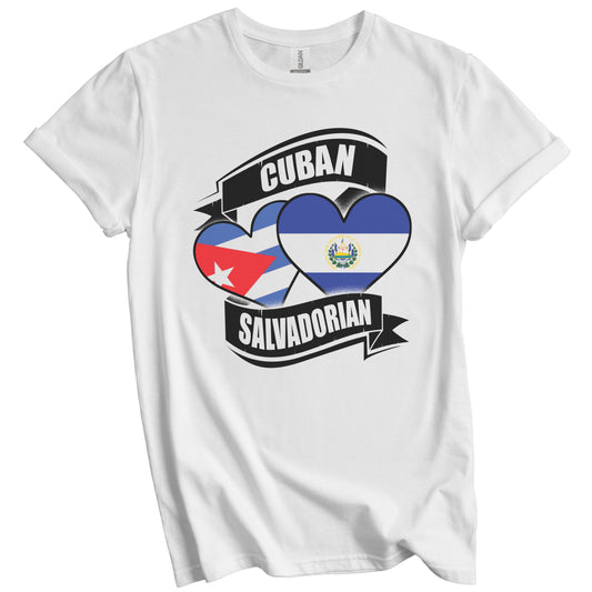 Cuban Salvadorian Hearts Cuba El Salvador Flags T-Shirt