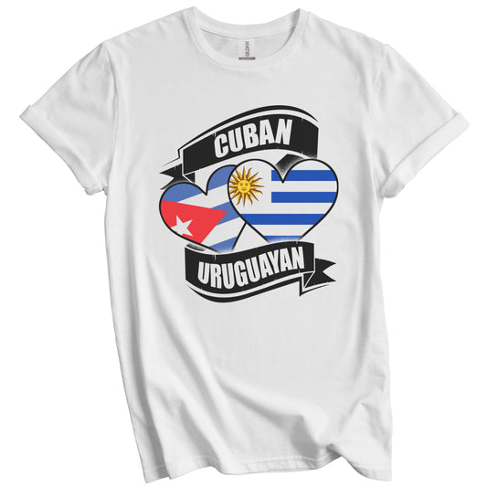 Cuban Uruguayan Hearts Cuba Uruguay Flags T-Shirt