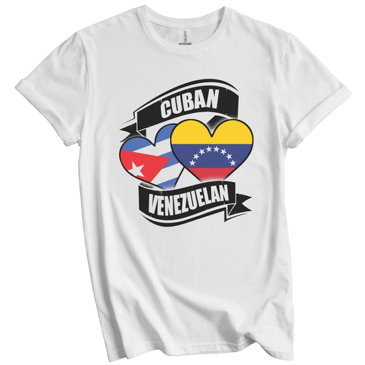 Cuban Venezuelan Hearts Cuba Venezuela Flags T-Shirt