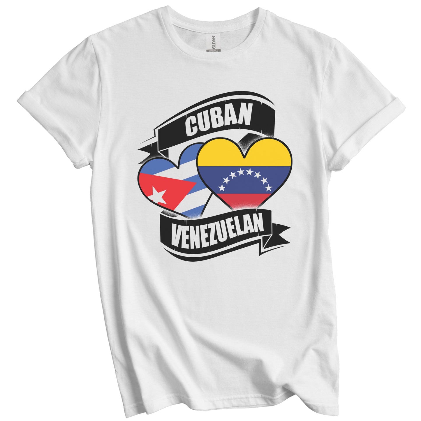 Cuban Venezuelan Hearts Cuba Venezuela Flags T-Shirt