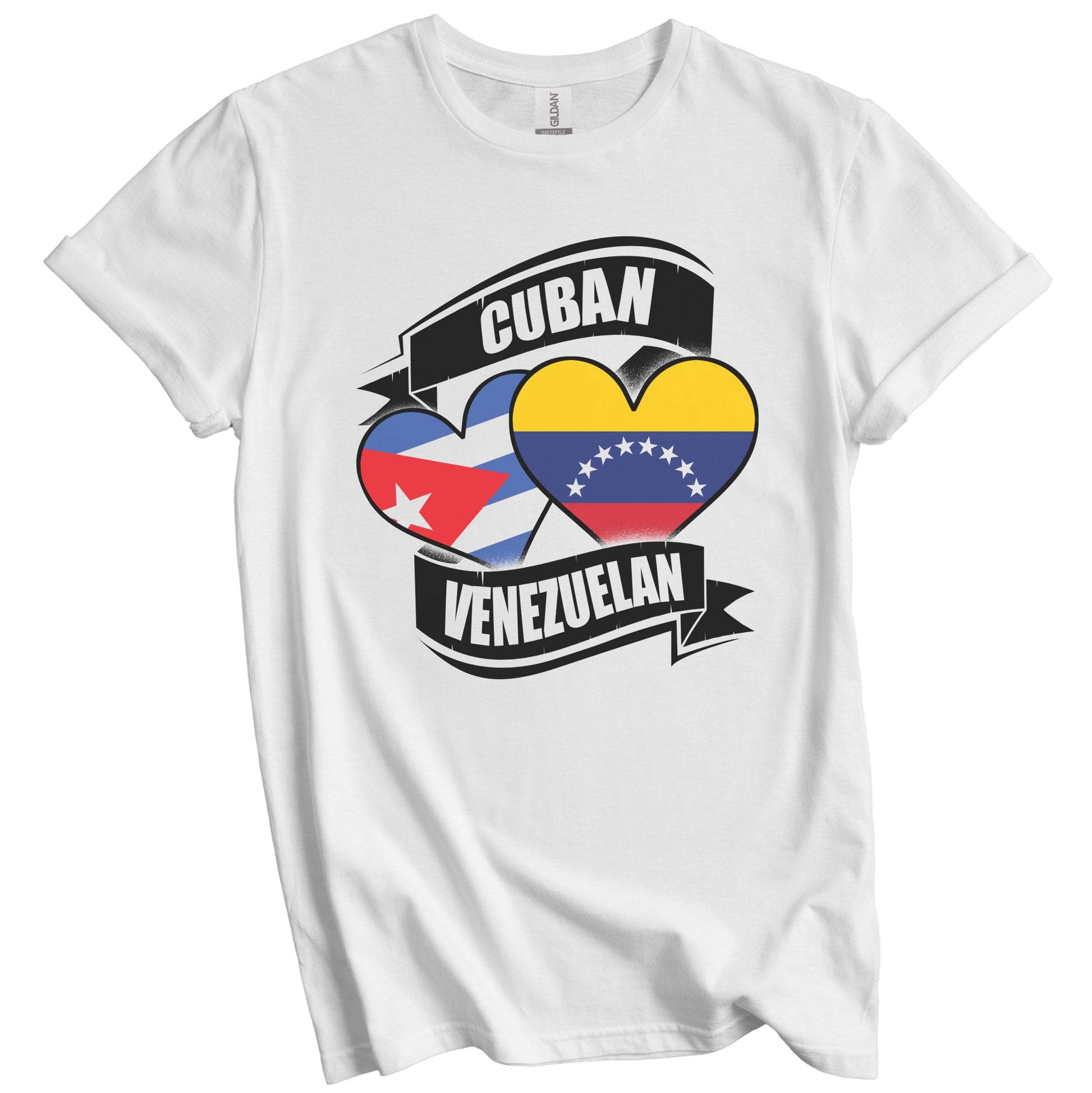 Cuban Venezuelan Hearts Cuba Venezuela Flags T-Shirt