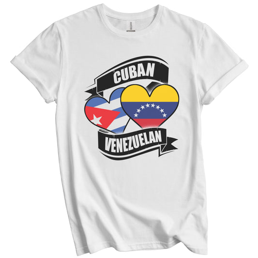 Cuban Venezuelan Hearts Cuba Venezuela Flags T-Shirt