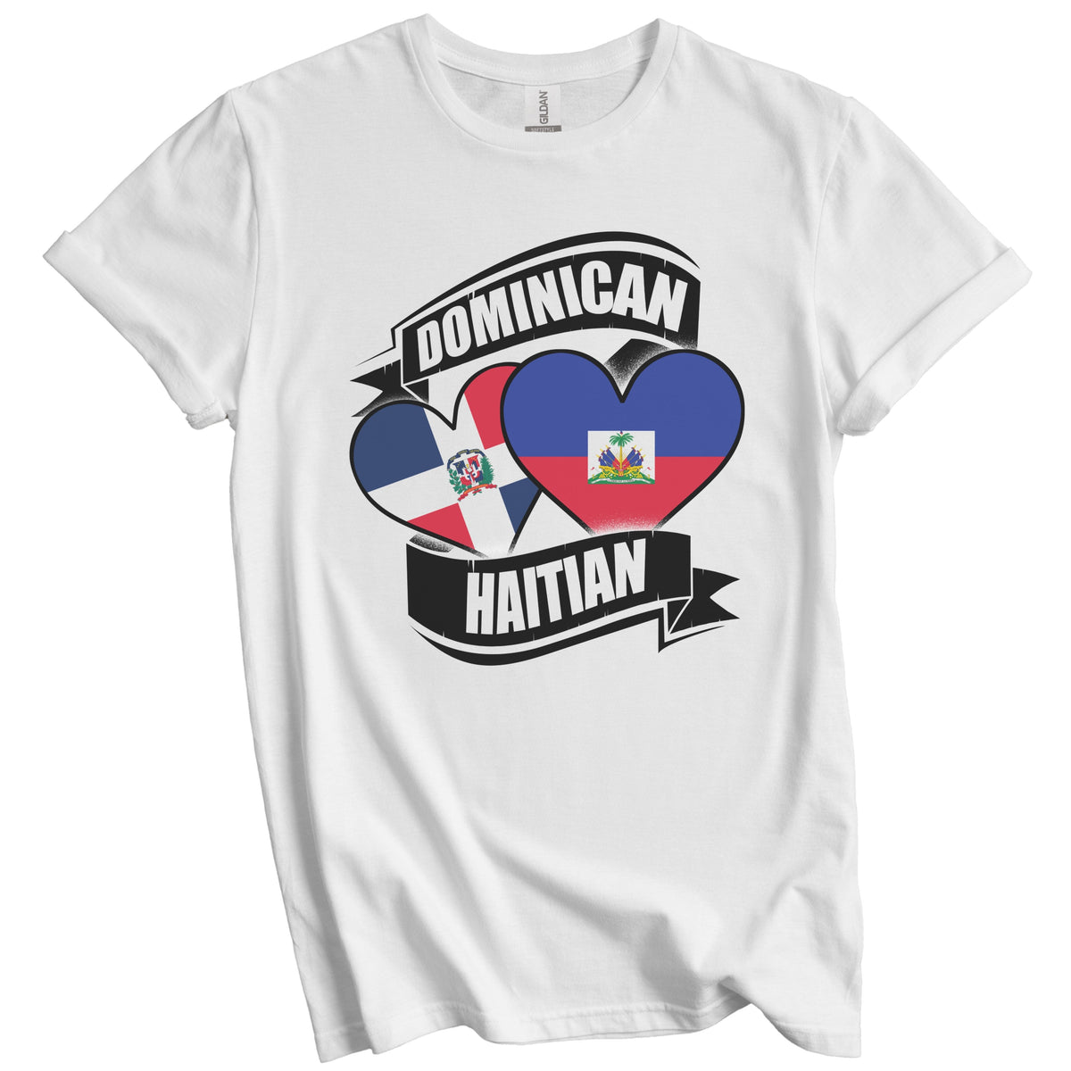 Dominican Haitian Hearts Dominican Republic Haiti Flags T-Shirt