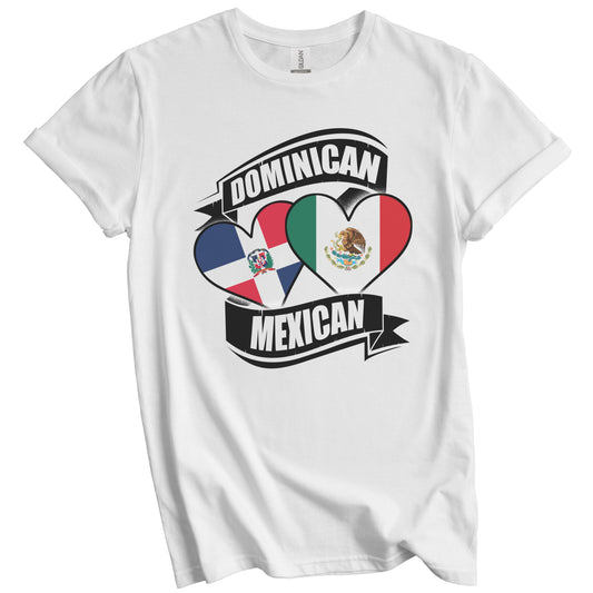 Dominican Mexican Hearts Dominican Republic Mexico Flags T-Shirt