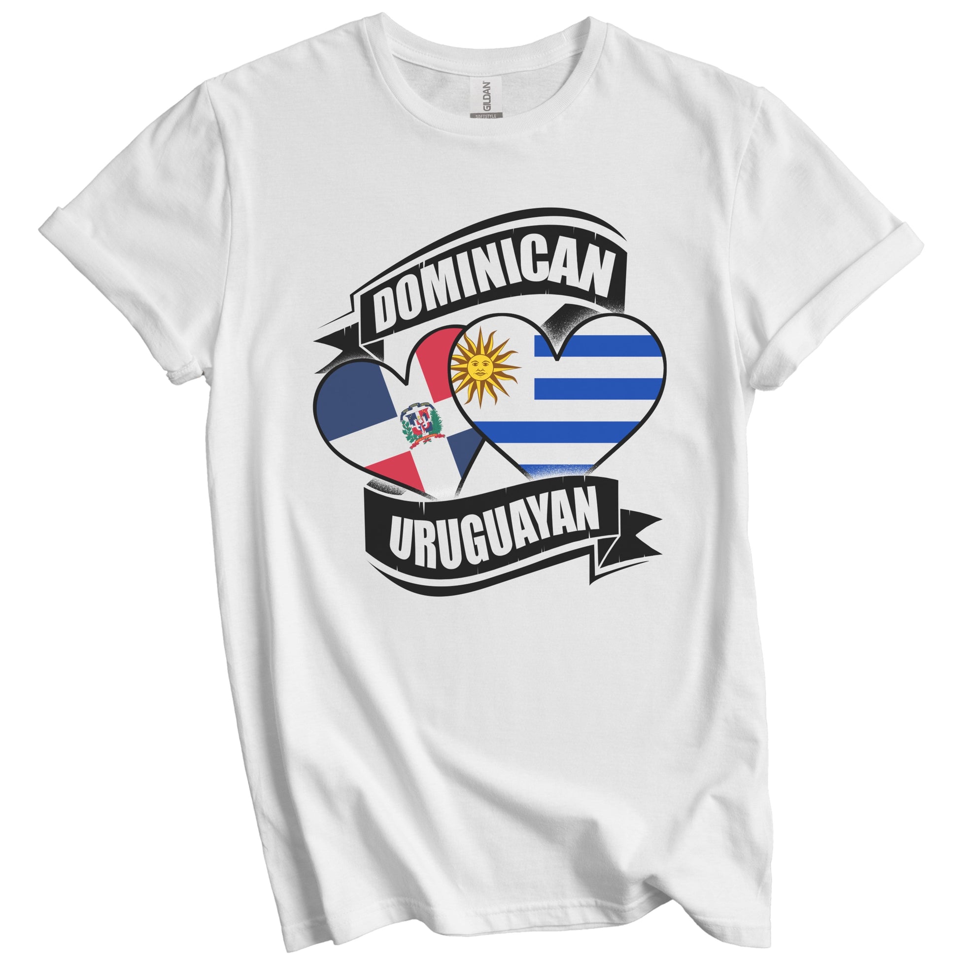 Dominican Uruguayan Hearts Dominican Republic Uruguay Flags T-Shirt