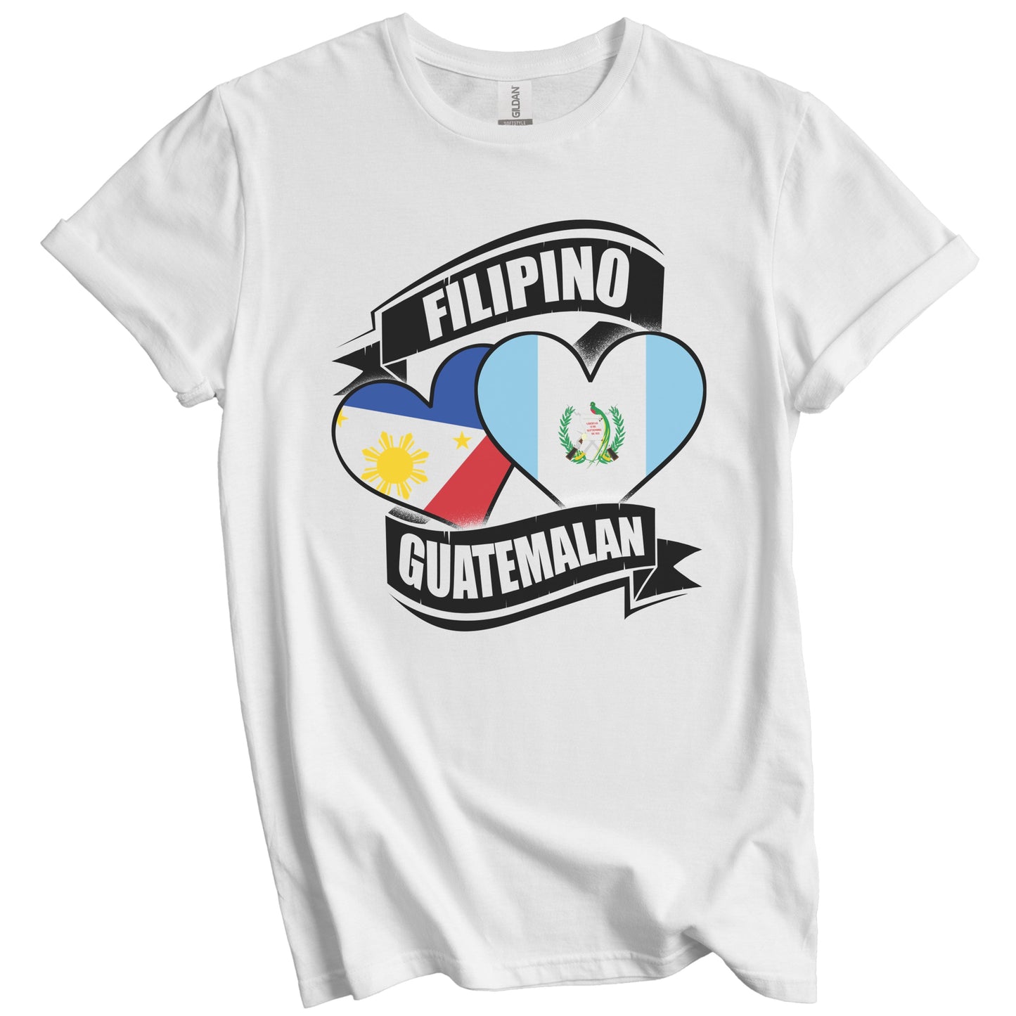 Filipino Guatemalan Hearts Philippines Guatemala Flags T-Shirt