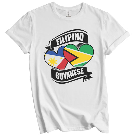 Filipino Guyanese Hearts Philippines Guyana Flags T-Shirt