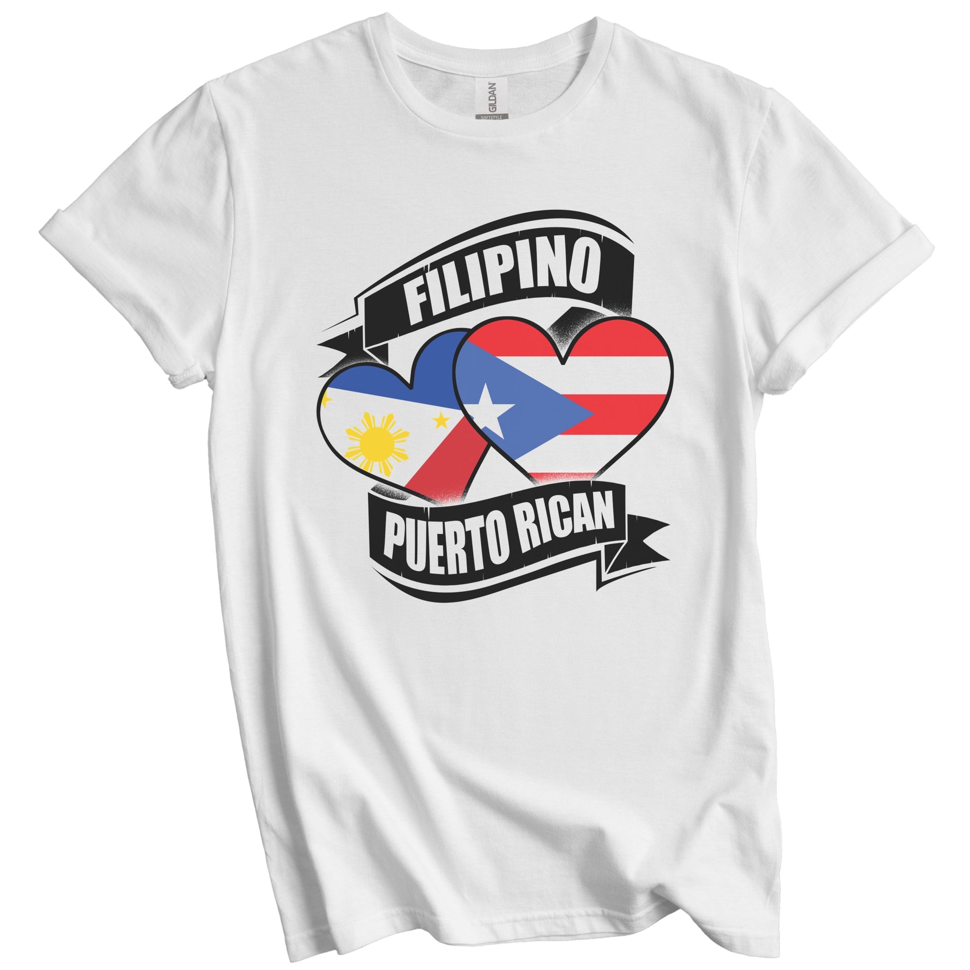 Filipino Puerto Rican Hearts Philippines Puerto Rico Flags T-Shirt