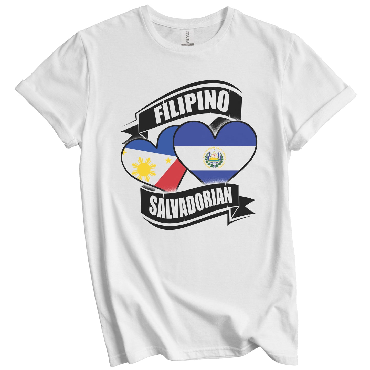 Filipino Salvadorian Hearts Philippines El Salvador Flags T-Shirt