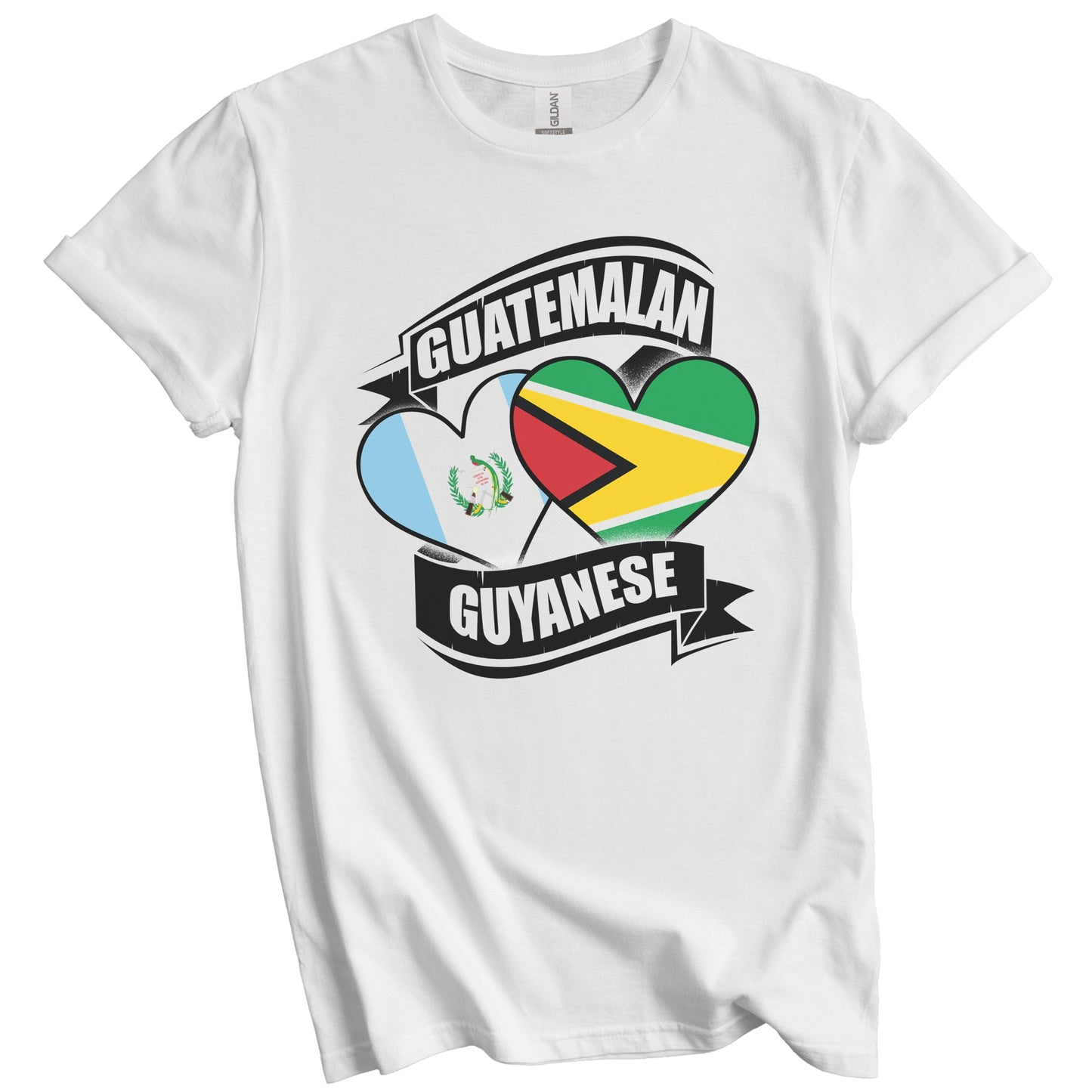 Guatemalan Guyanese Hearts Guatemala Guyana Flags T-Shirt