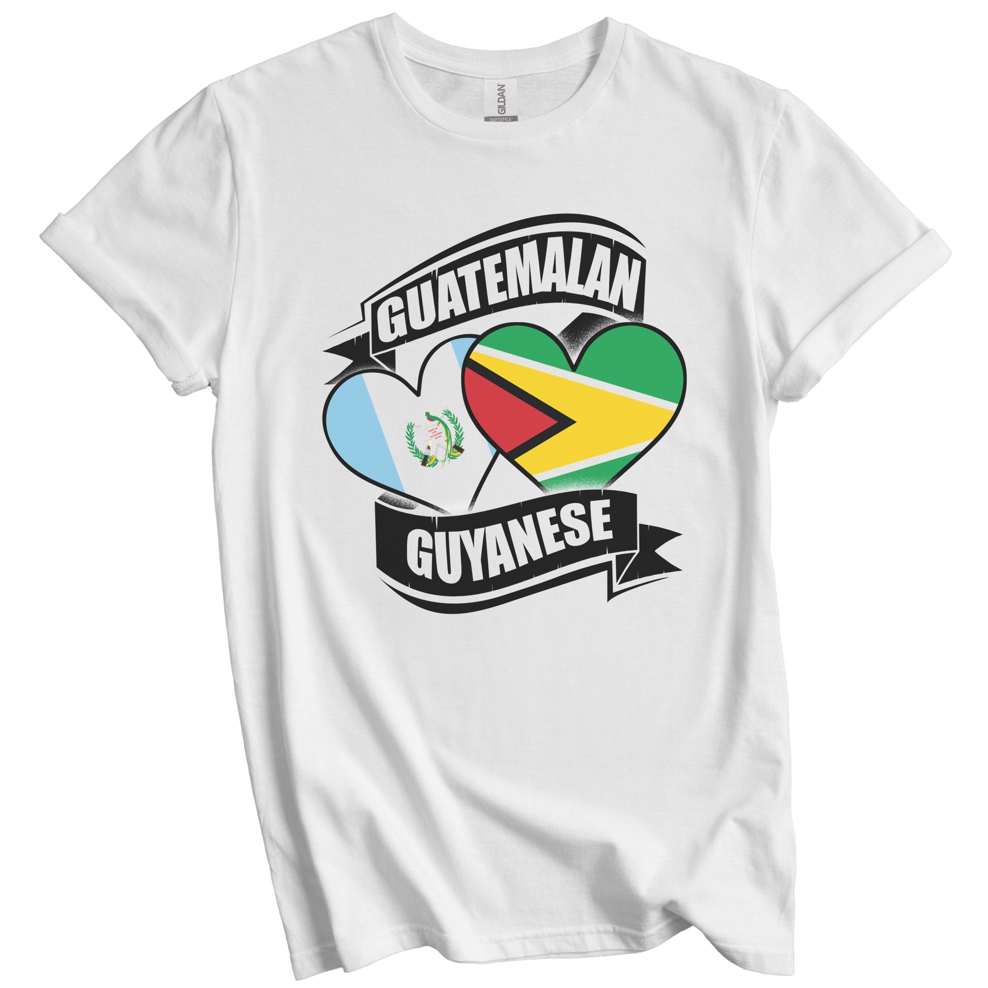 Guatemalan Guyanese Hearts Guatemala Guyana Flags T-Shirt