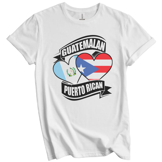 Guatemalan Puerto Rican Hearts Guatemala Puerto Rico Flags T-Shirt