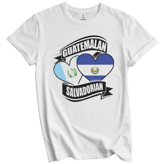 Guatemalan Salvadorian Hearts Guatemala El Salvador Flags T-Shirt