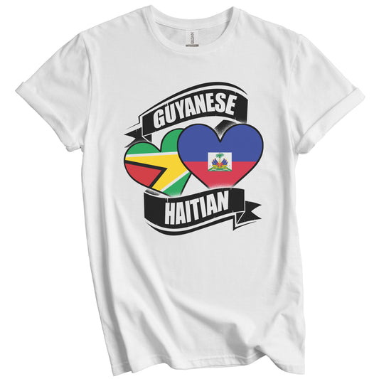 Guyanese Haitian Hearts Guyana Haiti Flags T-Shirt