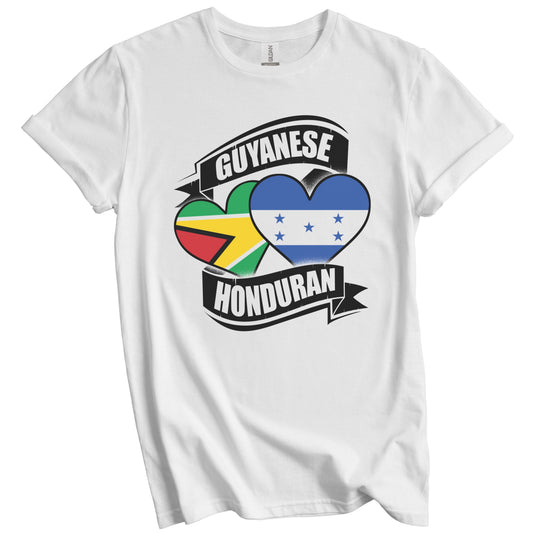 Guyanese Honduran Hearts Guyana Honduras Flags T-Shirt